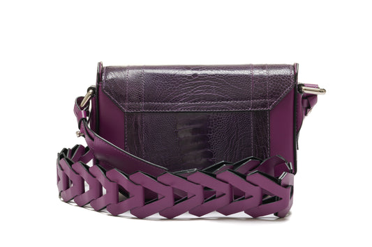 Purple Lee Ostrich Leg Leather Shoulder Bag Bellabags Bellabags