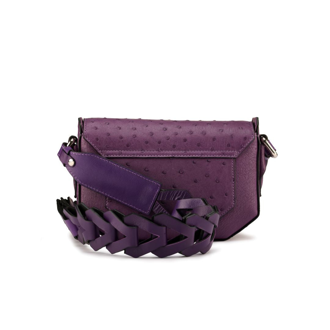 Purple Lee Ostrich Quill Leather Shoulder Bag Bellabags Bellabags