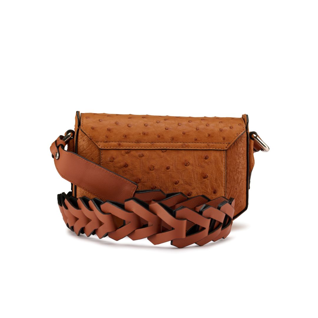 Light Brown Lee Ostrich Leather Shoulder Bag Bellabags Bellabags