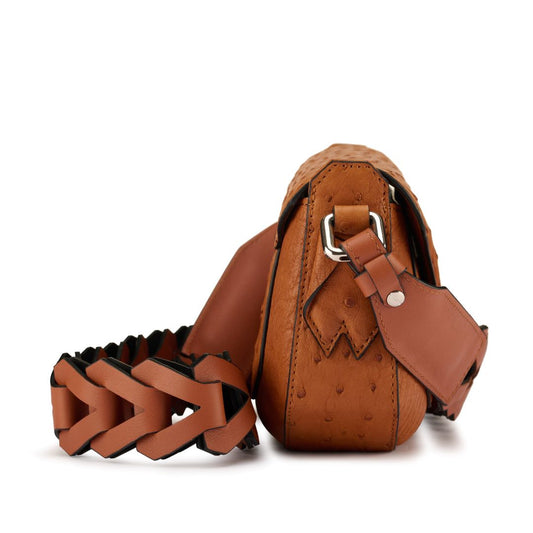 Light Brown Lee Ostrich Leather Shoulder Bag Bellabags Bellabags