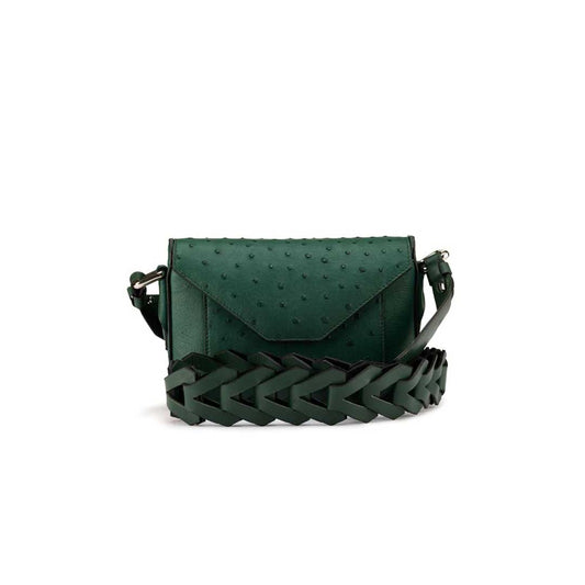Green Lee Ostrich Quill Leather Shoulder Bag Bellabags Bellabags