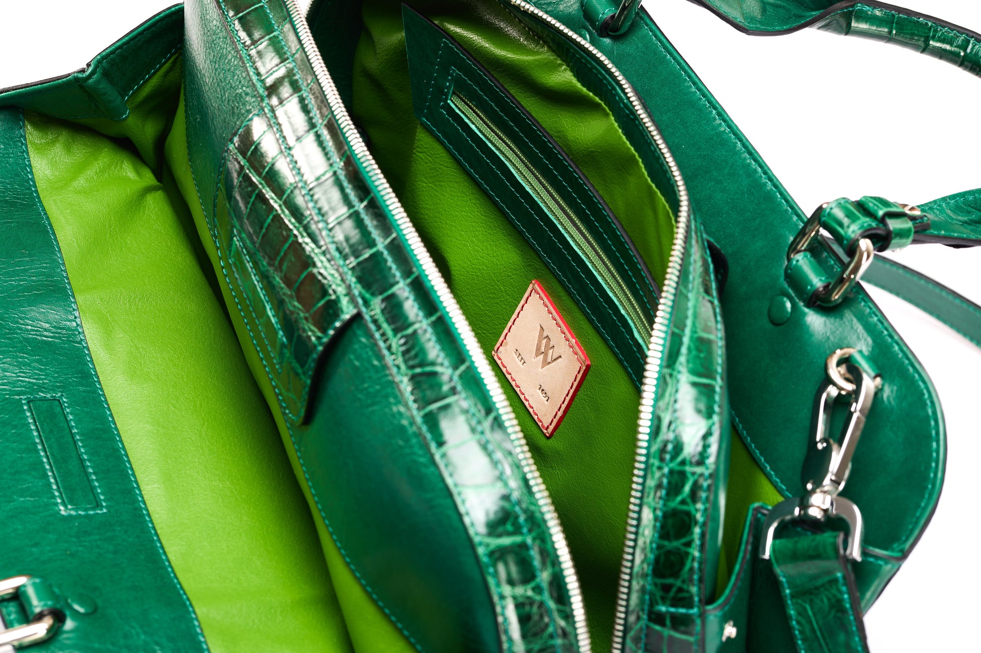 Green Lexington Crocodile Leather Business Bag Bellabags Bellabags