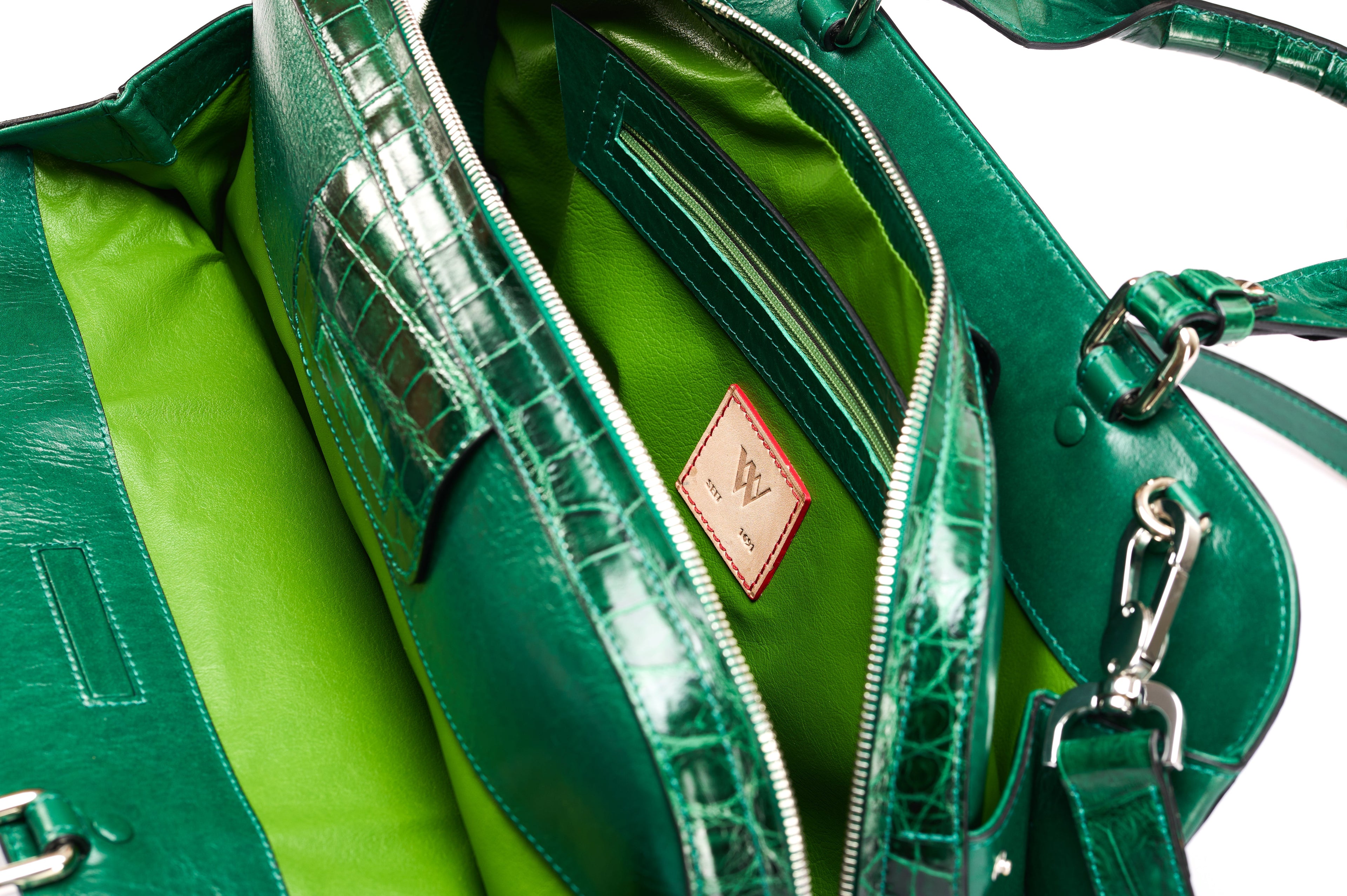 Green Lexington Crocodile Leather Business Bag Bellabags Bellabags