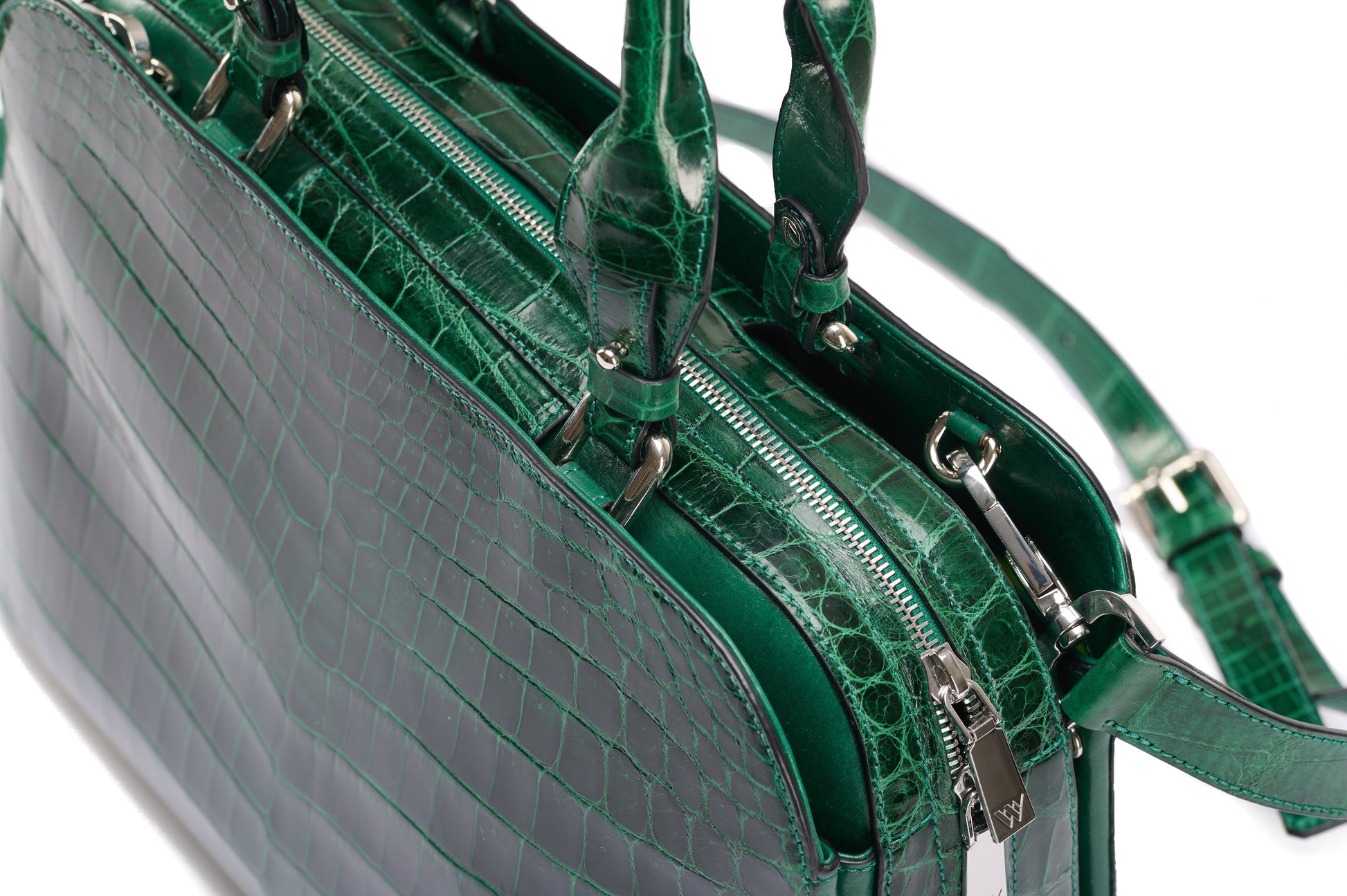 Green Lexington Crocodile Leather Business Bag Bellabags Bellabags