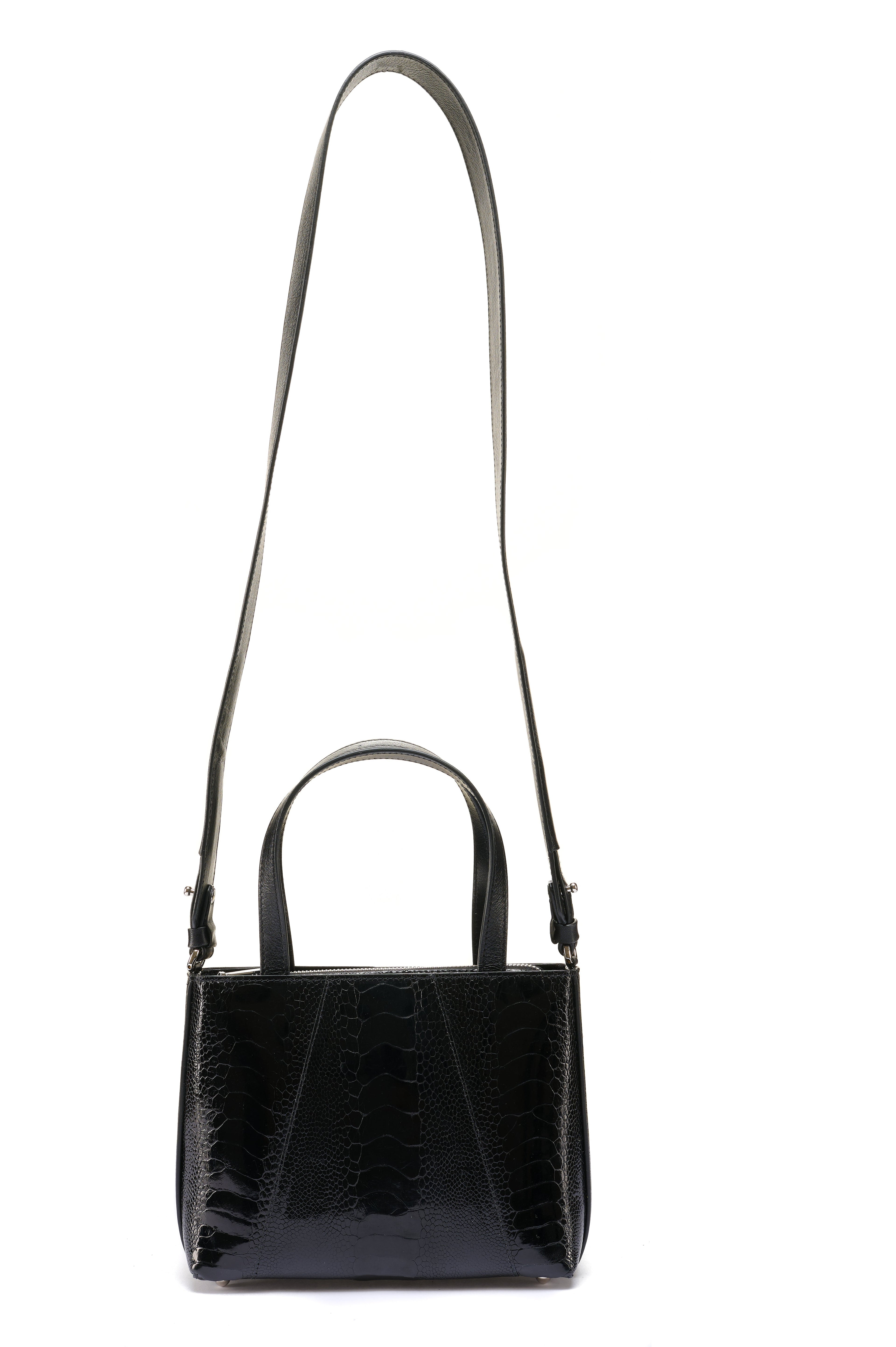 Black Lily Ostrich Leg Leather Shoulder Bag Bellabags Bellabags