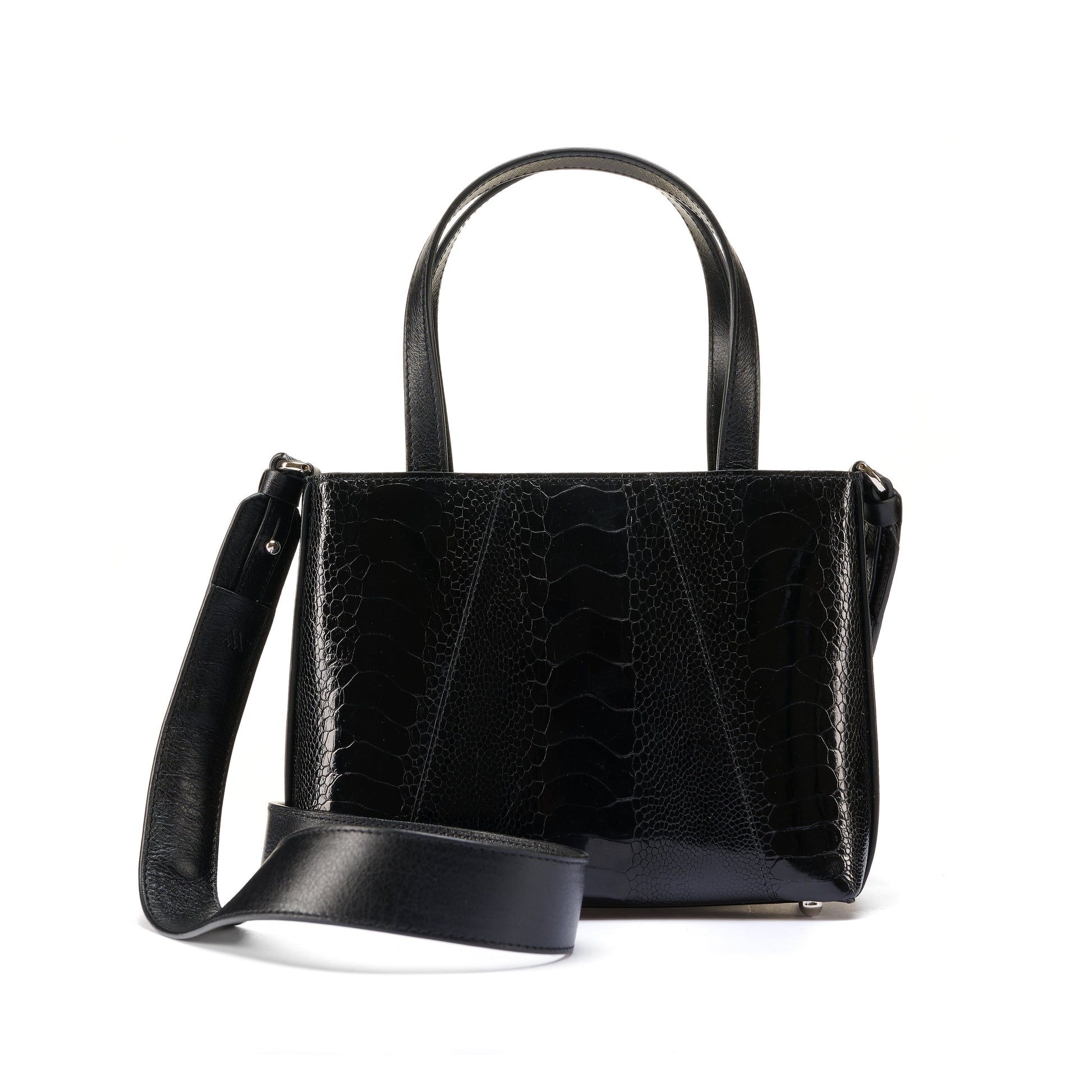 Black Lily Ostrich Leg Leather Shoulder Bag Bellabags Bellabags
