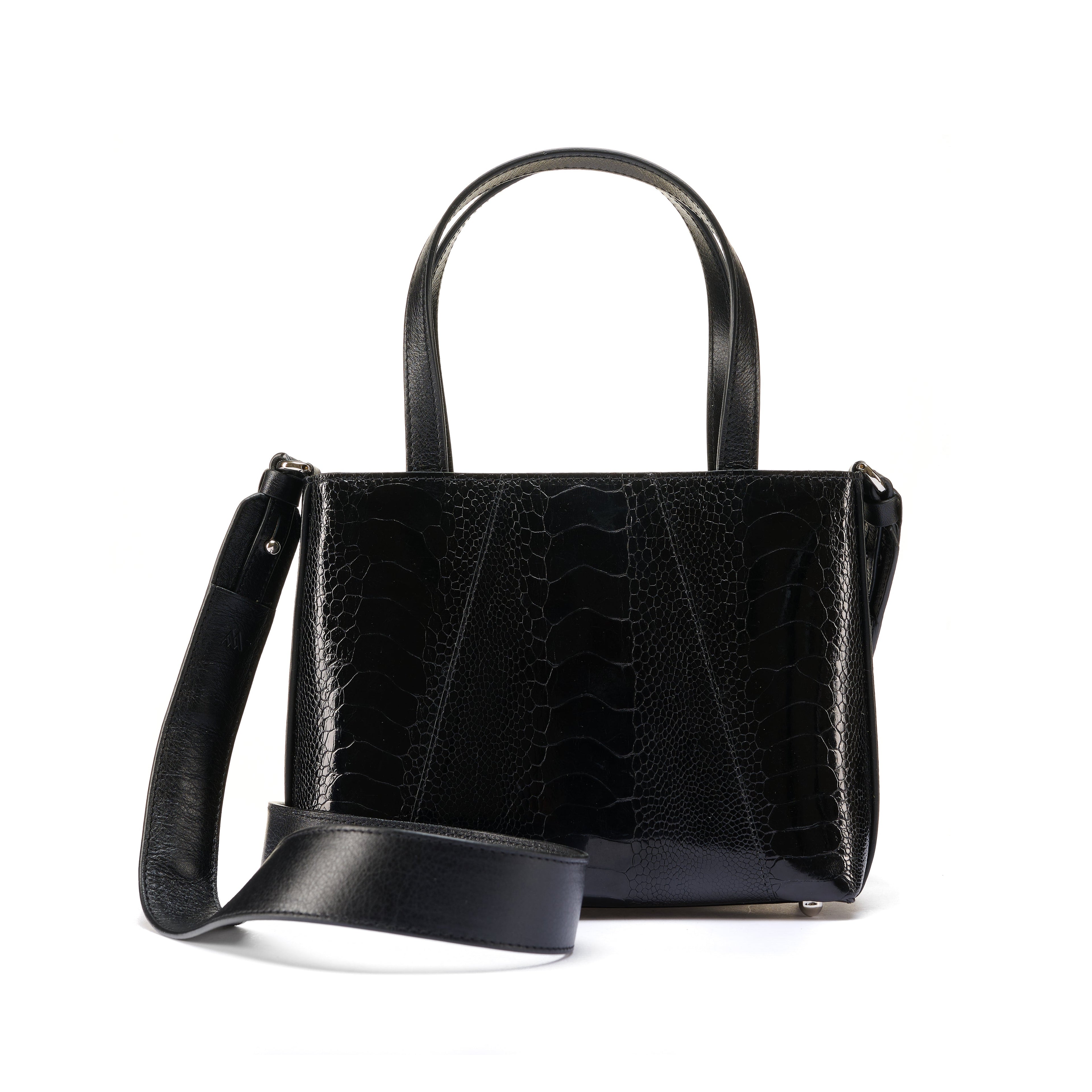 Black Lily Ostrich Leg Leather Shoulder Bag Bellabags Bellabags
