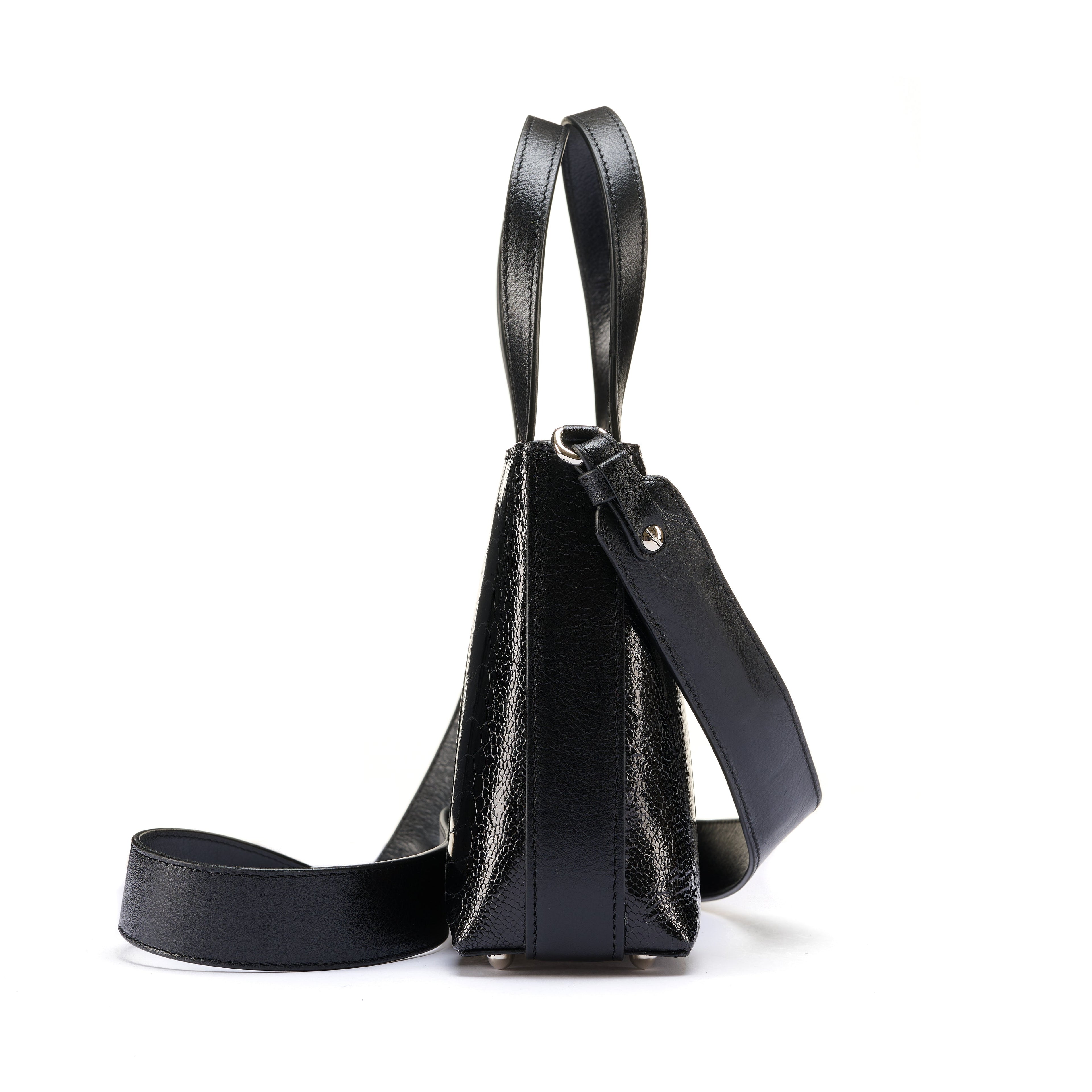 Black Lily Ostrich Leg Leather Shoulder Bag Bellabags Bellabags