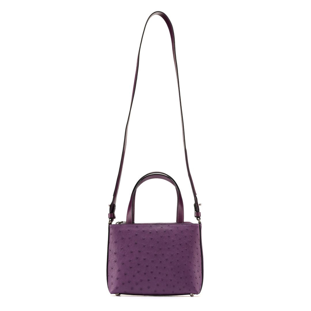 Purple Lily Ostrich Quill Leather Shoulder Bag Bellabags Bellabags