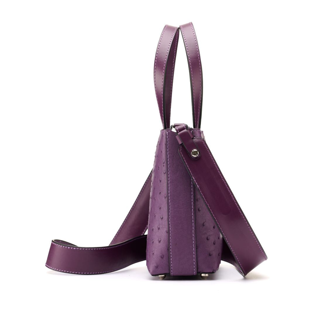 Purple Lily Ostrich Quill Leather Shoulder Bag Bellabags Bellabags