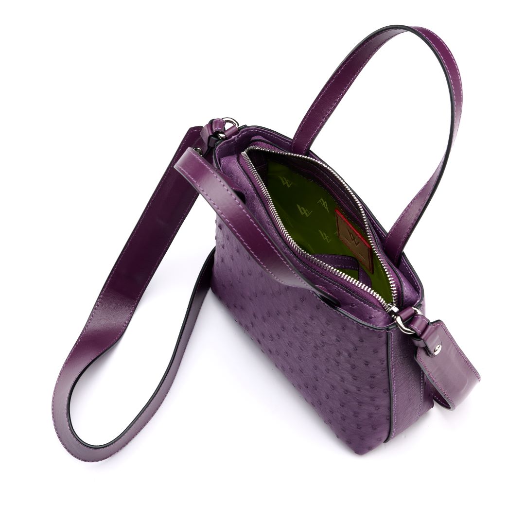 Purple Lily Ostrich Quill Leather Shoulder Bag Bellabags Bellabags