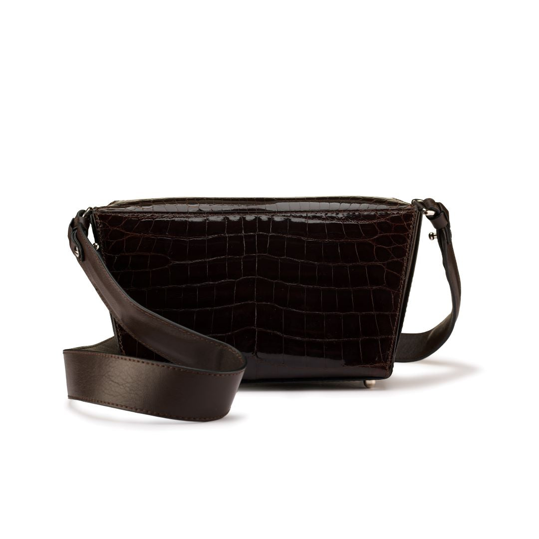 Dark Brown Lottie Crocodile Leather Crossbody Bag Bellabags Bellabags