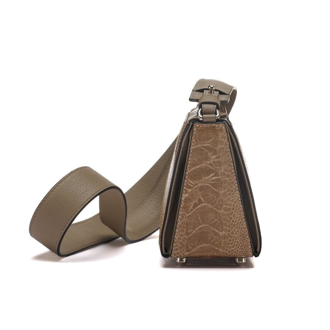 Nude Lottie Ostrich Leather Crossbody Bag Bellabags Bellabags