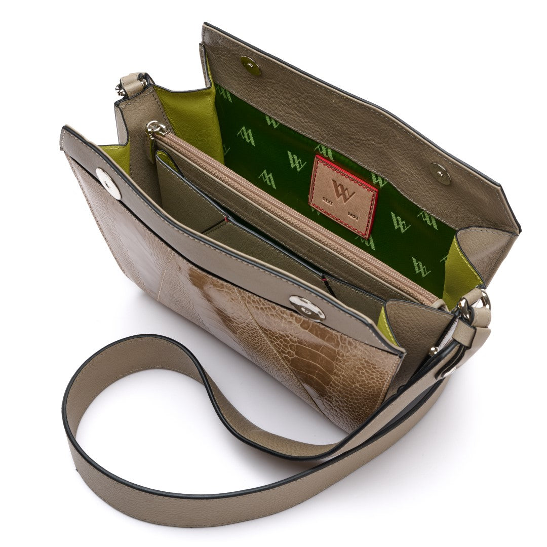 Nude Lottie Ostrich Leather Crossbody Bag Bellabags Bellabags