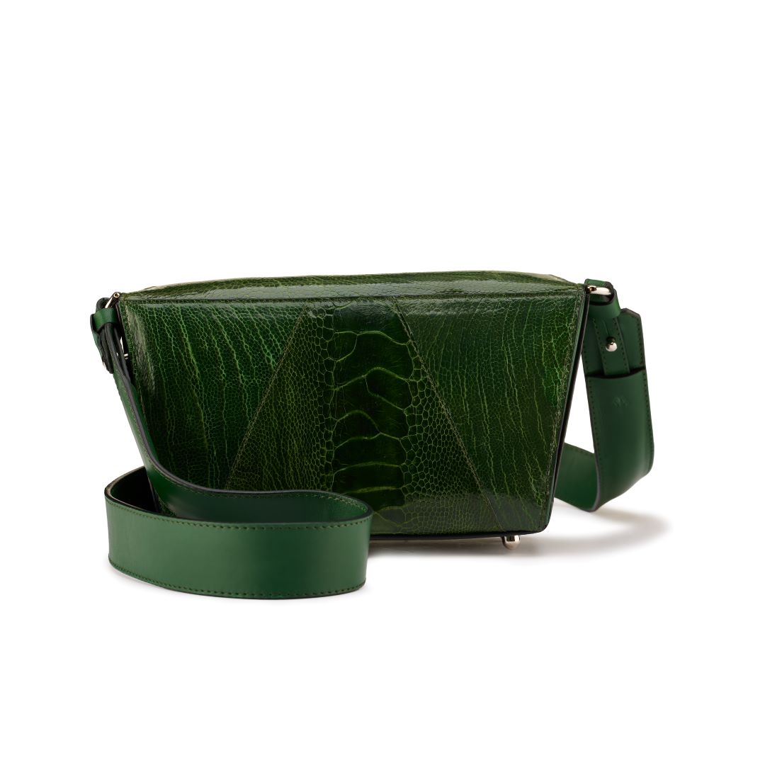 Green Lottie Ostrich Leather Crossbody Bag Bellabags Bellabags