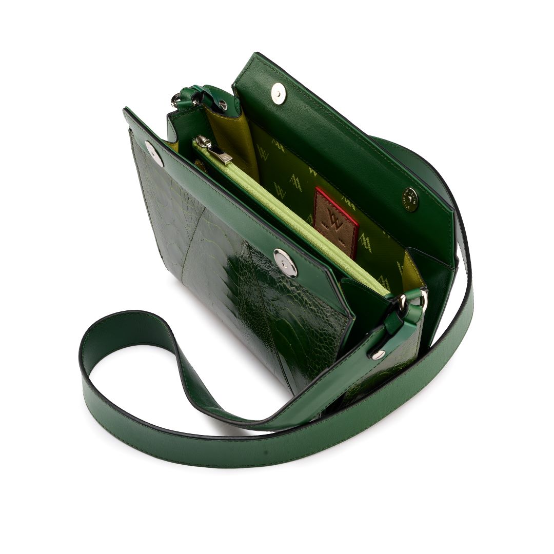 Green Lottie Ostrich Leather Crossbody Bag Bellabags Bellabags
