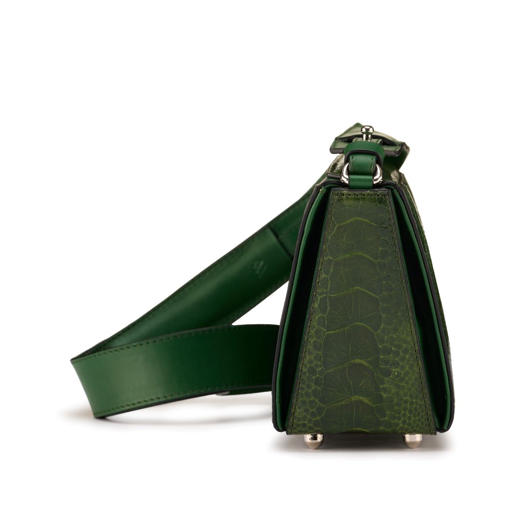 Green Lottie Ostrich Leather Crossbody Bag Bellabags Bellabags