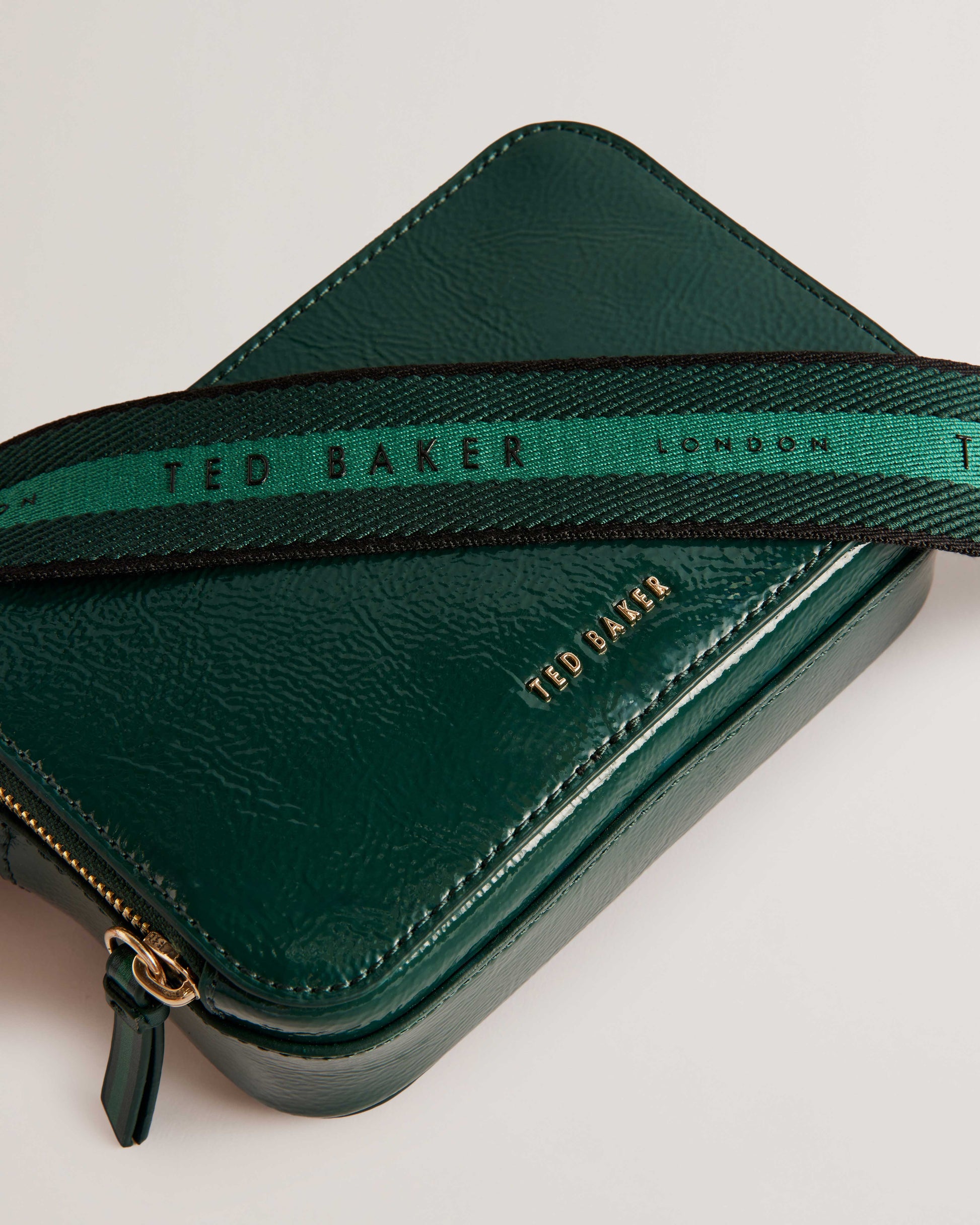 Women's Stunwa-Webbing Leather Crinkle Crossbody Mid-Green Ted Baker South Africa