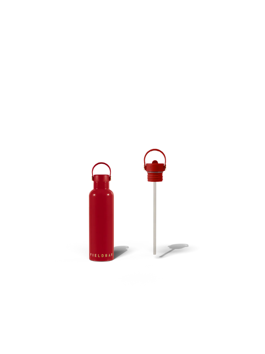 Field Bottle Sip Lid & Metal Straw / Lobster Red