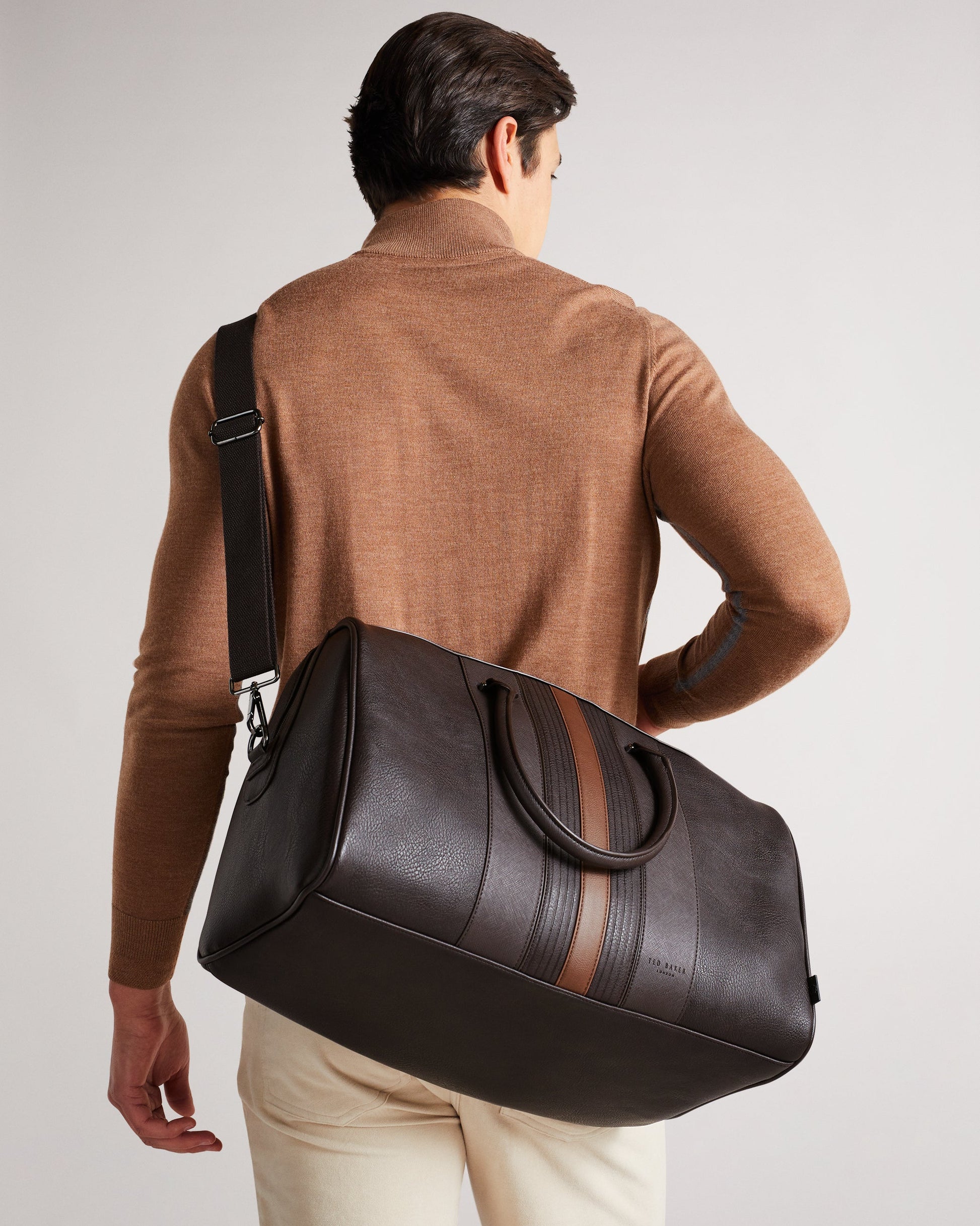Men's Evyday-Striped Pu Holdall Brn-Choc Ted Baker South Africa