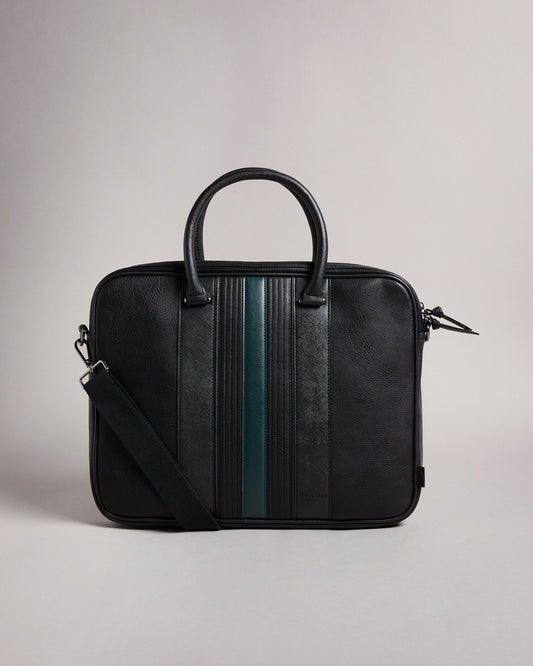 Men's Nevver-Striped Pu Document Bag Black Ted Baker South Africa