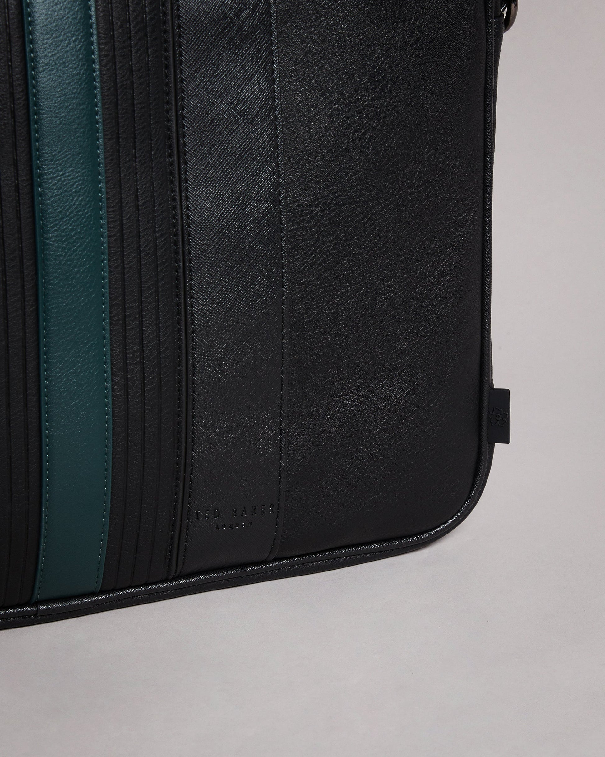 Men's Nevver-Striped Pu Document Bag Black Ted Baker South Africa