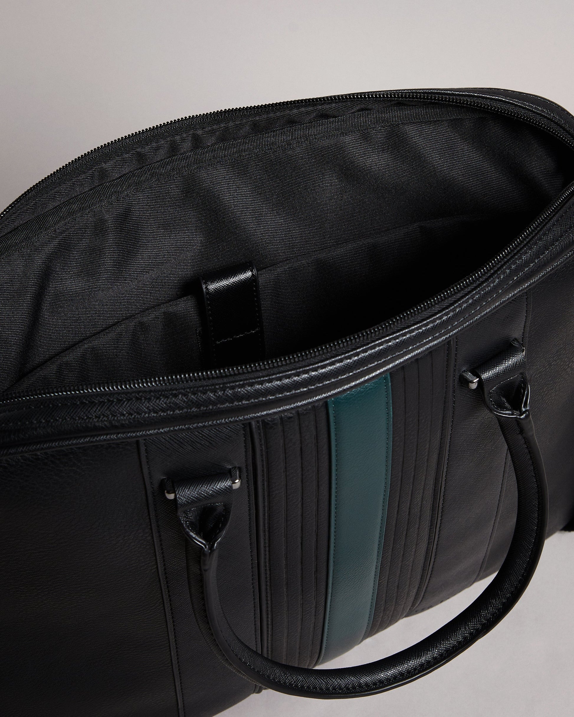 Men's Nevver-Striped Pu Document Bag Black Ted Baker South Africa