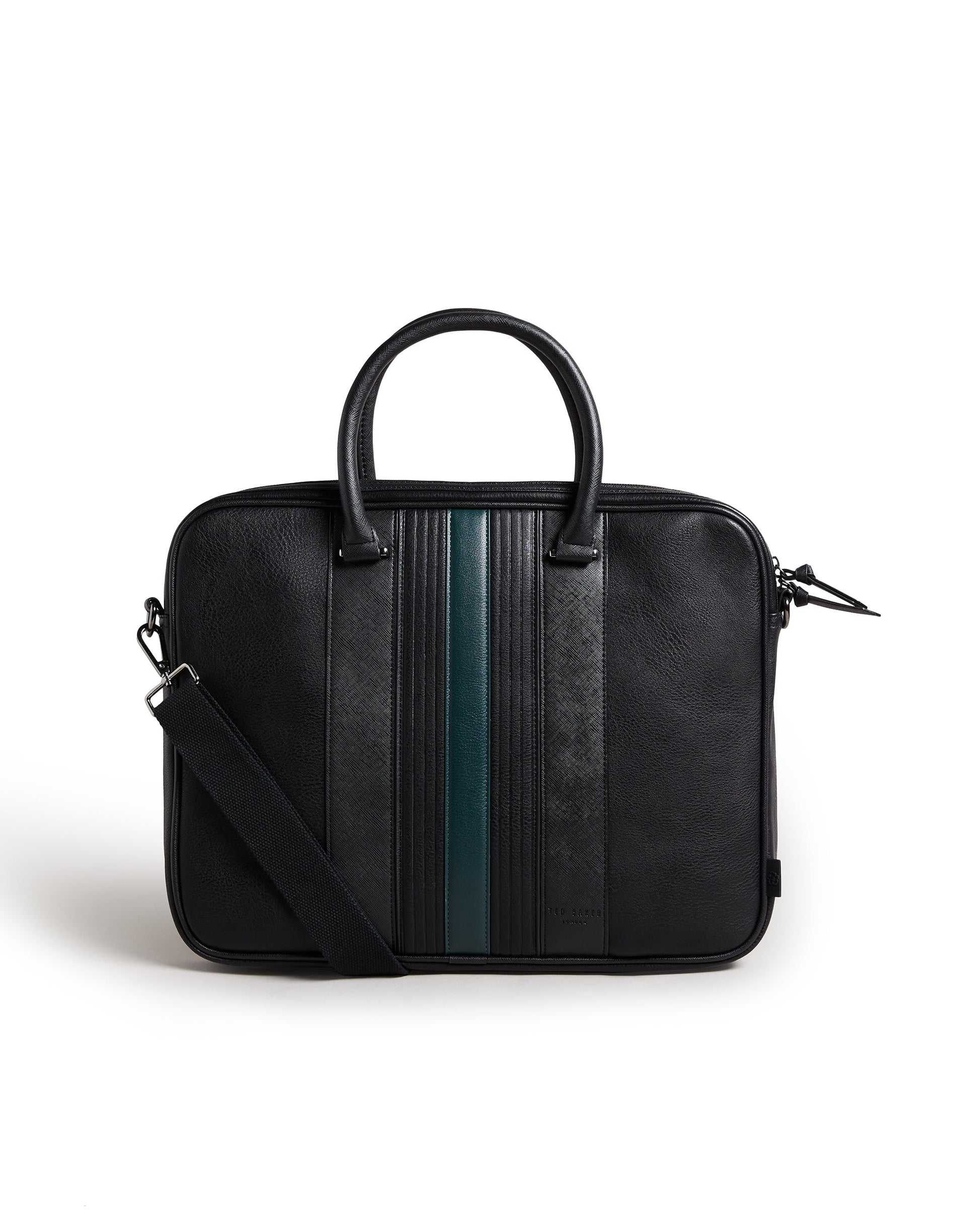 Men's Nevver-Striped Pu Document Bag Black Ted Baker South Africa