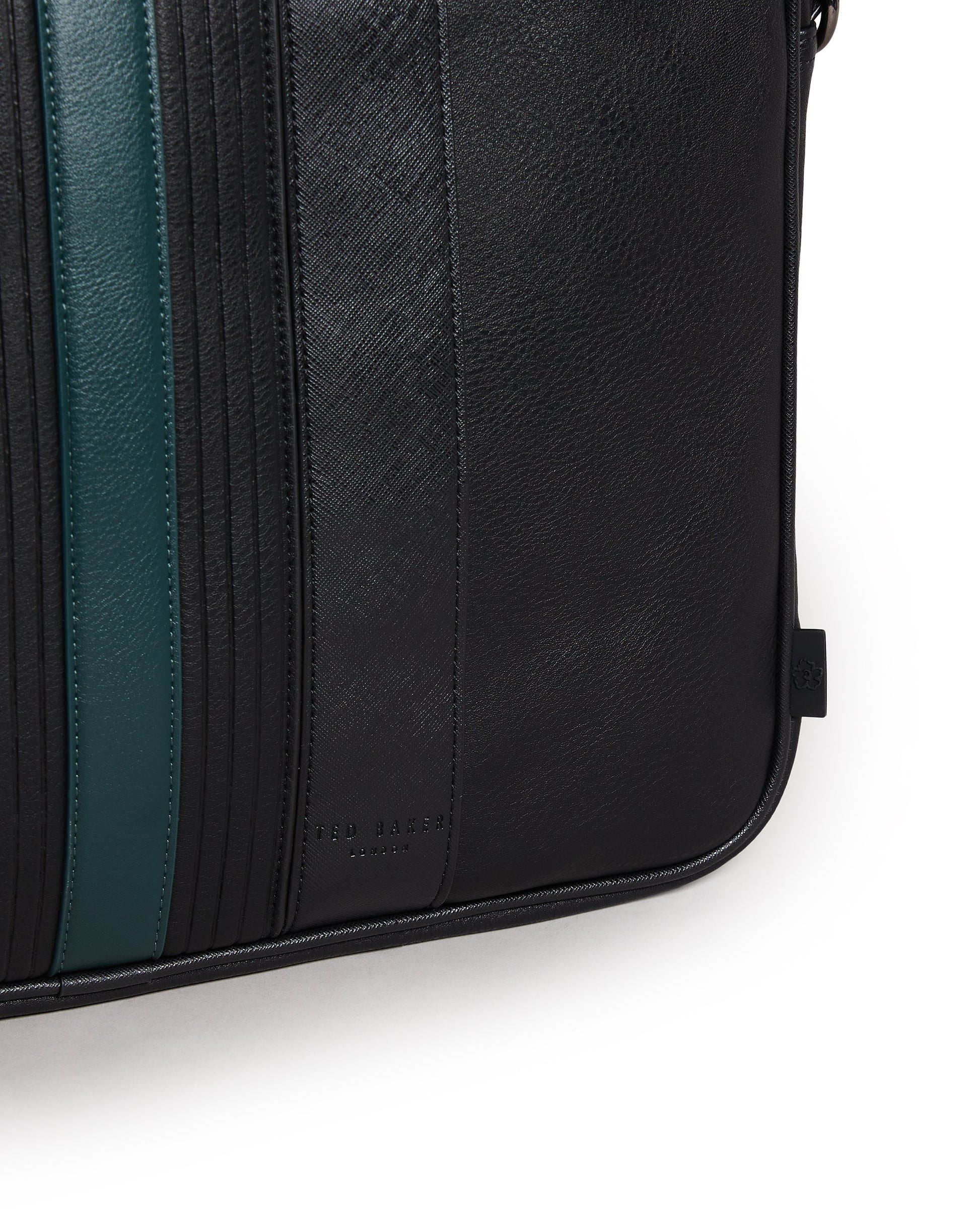 Men's Nevver-Striped Pu Document Bag Black Ted Baker South Africa