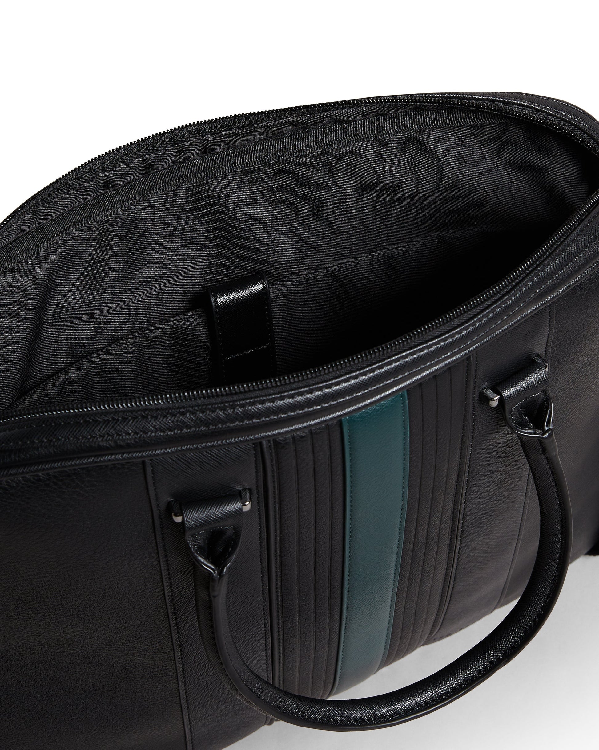 Men's Nevver-Striped Pu Document Bag Black Ted Baker South Africa