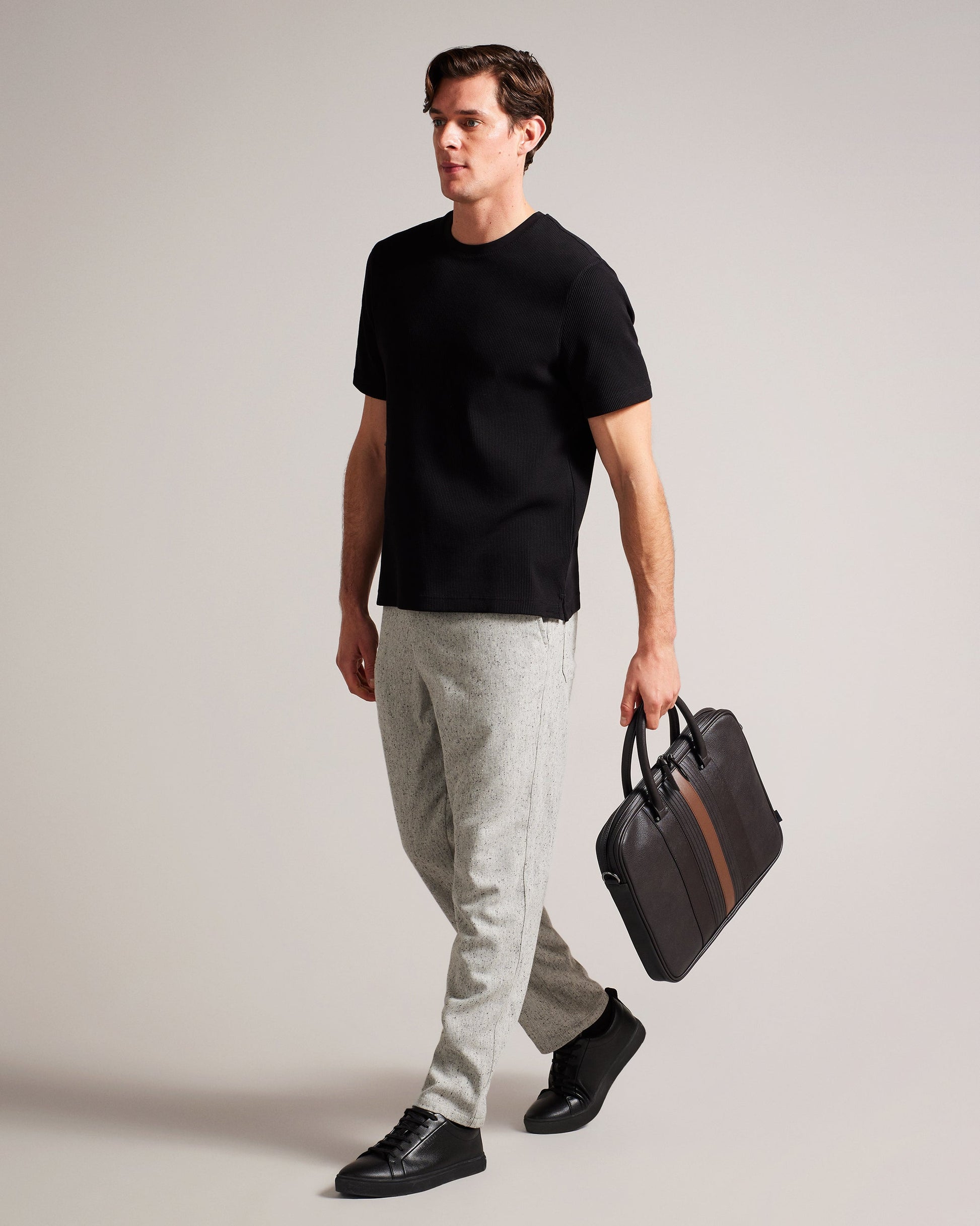 Men's Nevver-Striped Pu Document Bag Brn-Choc Ted Baker South Africa