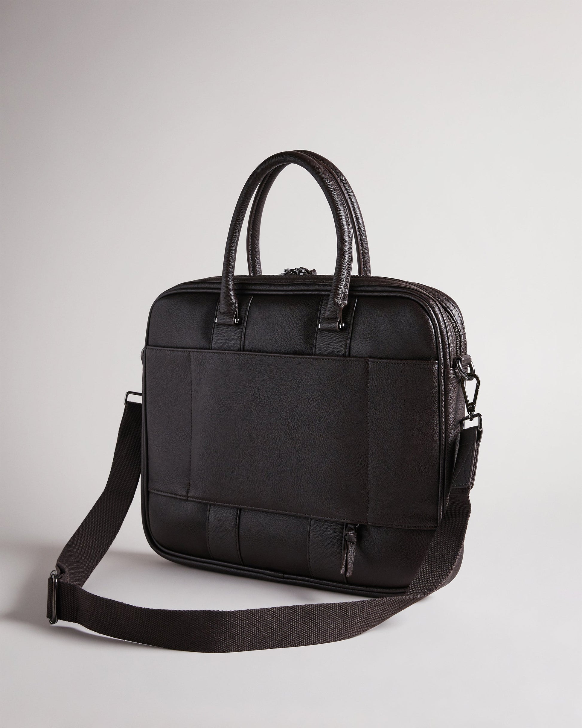 Men's Nevver-Striped Pu Document Bag Brn-Choc Ted Baker South Africa