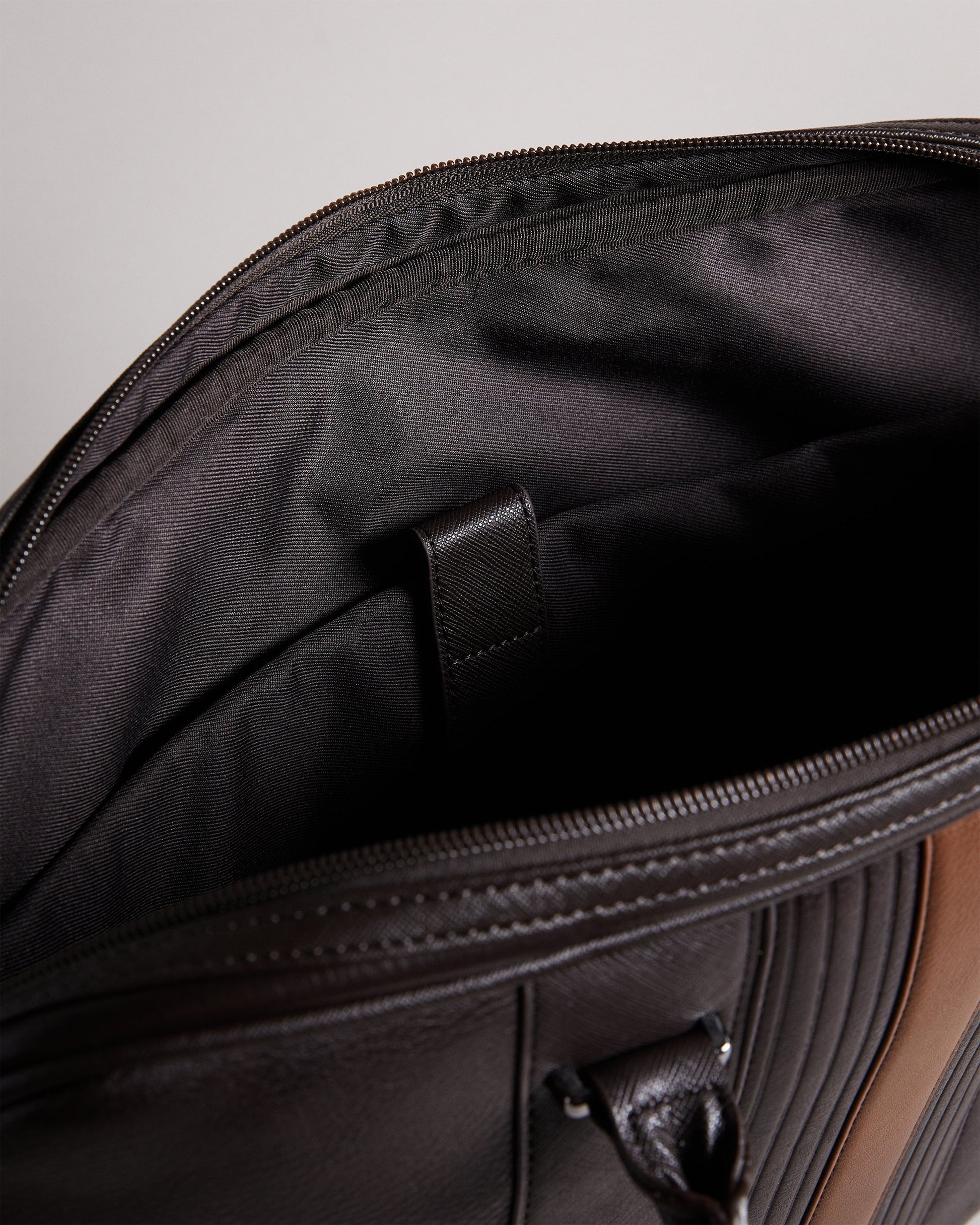 Men's Nevver-Striped Pu Document Bag Brn-Choc Ted Baker South Africa