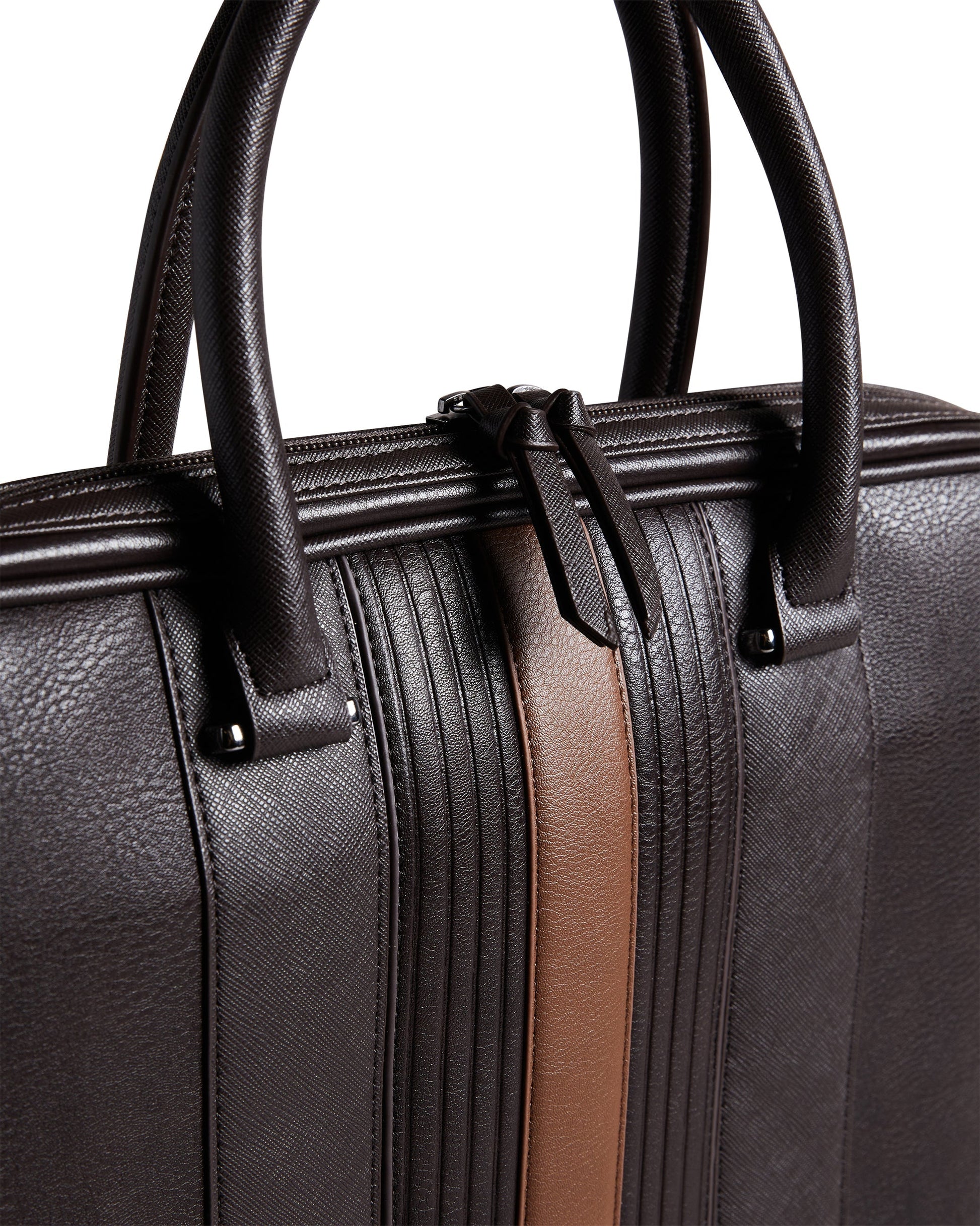 Men's Nevver-Striped Pu Document Bag Brn-Choc Ted Baker South Africa