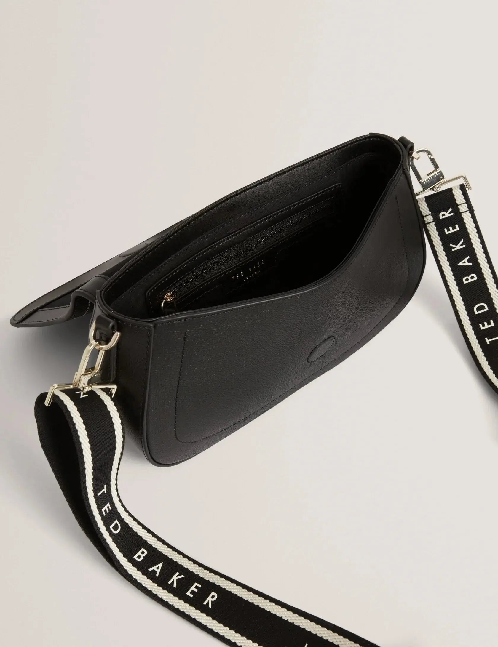 LOUIIZE: Webbing Leather Flapover Crossbody Bag - Bellabags Ted Baker