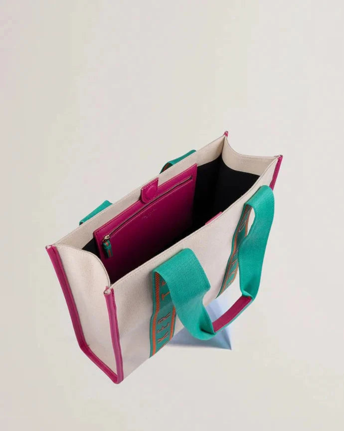 Women's Georjia-Branded Webbing Canvas Medium Tote White Ted Baker South Africa