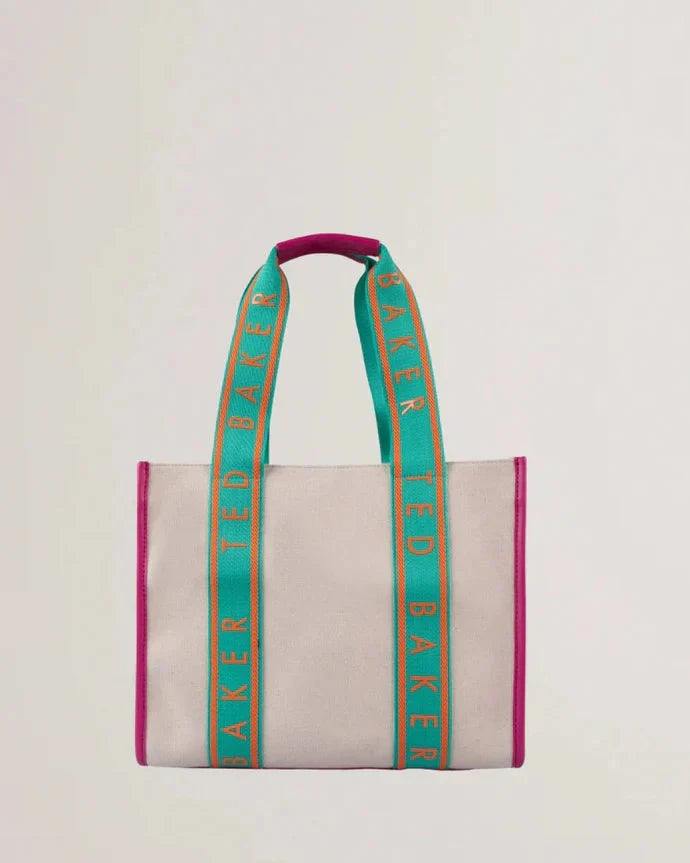 Women's Georjia-Branded Webbing Canvas Medium Tote White Ted Baker South Africa