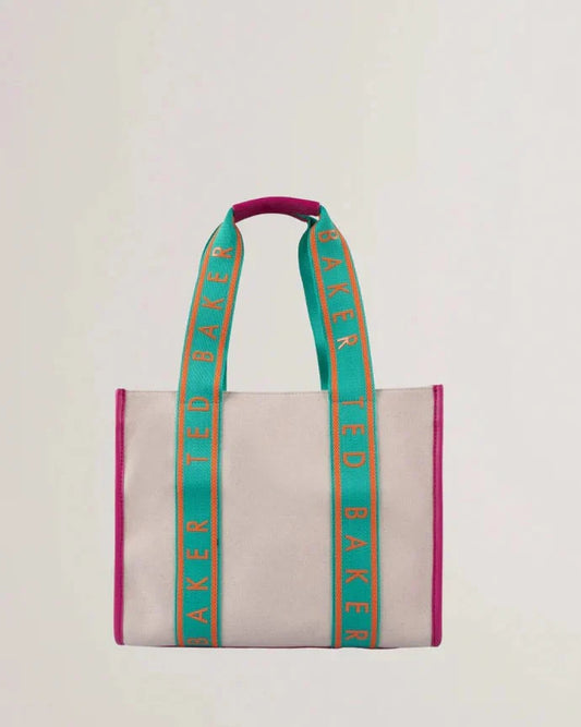 Women's Georjia-Branded Webbing Canvas Medium Tote White Ted Baker South Africa