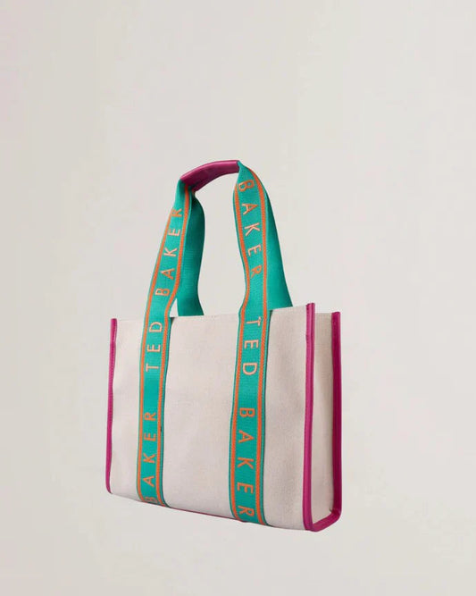 Women's Georjia-Branded Webbing Canvas Medium Tote White Ted Baker South Africa Bellabags