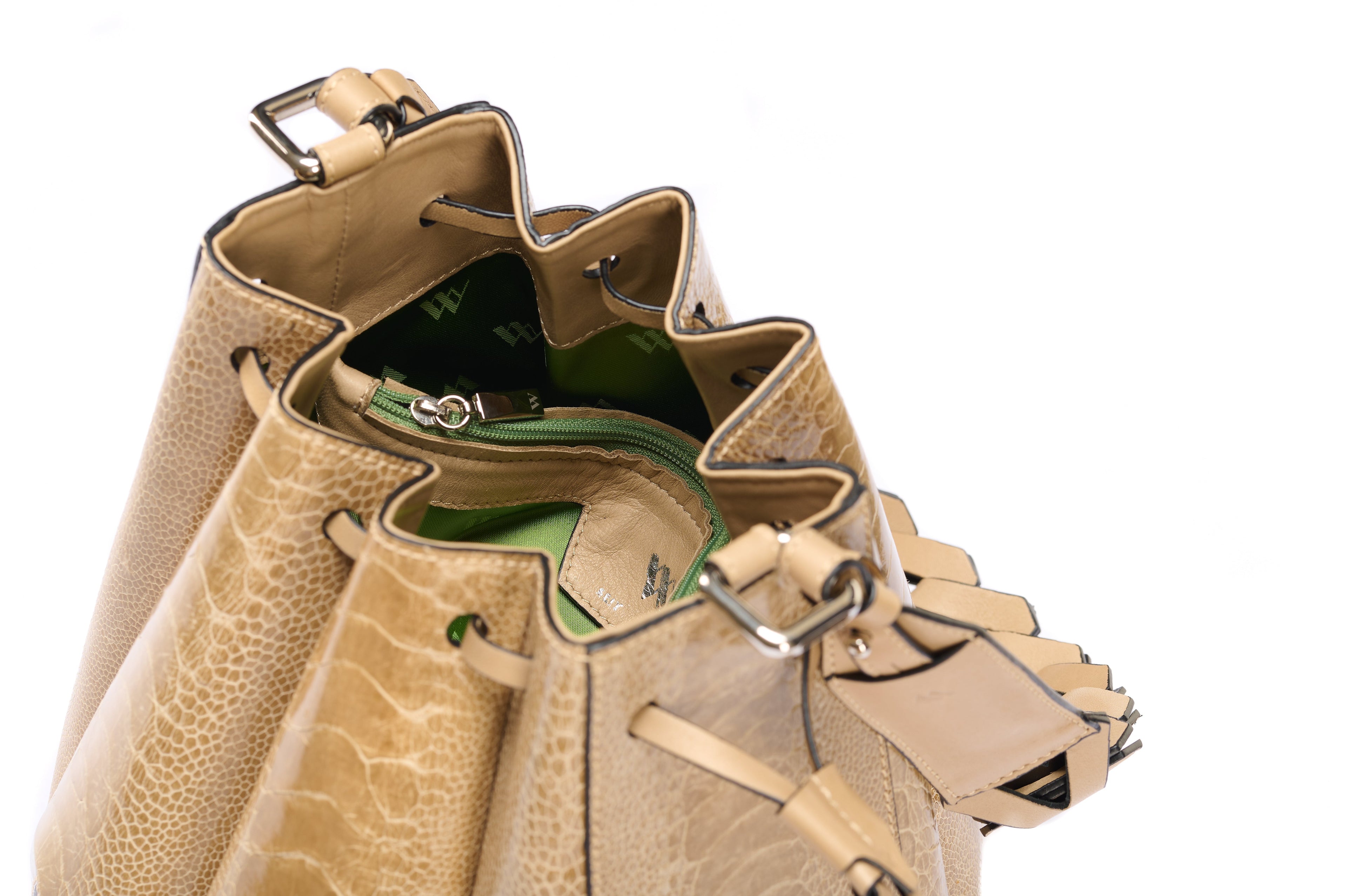 Nude Venus Ostrich Leather Bucket Bag Bellabags Bellabags