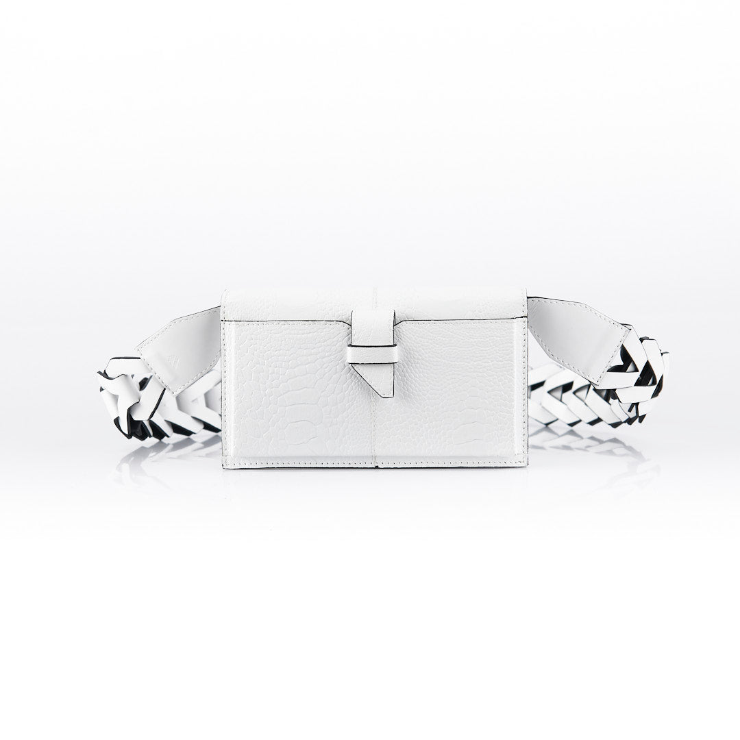 White Georgia Ostrich Leather Clutch Bag Bellabags Bellabags