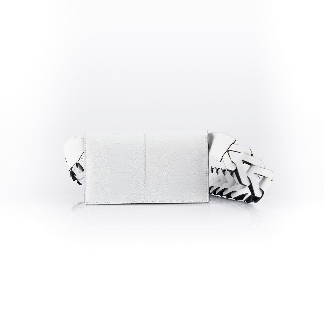 White Georgia Ostrich Leather Clutch Bag Bellabags Bellabags