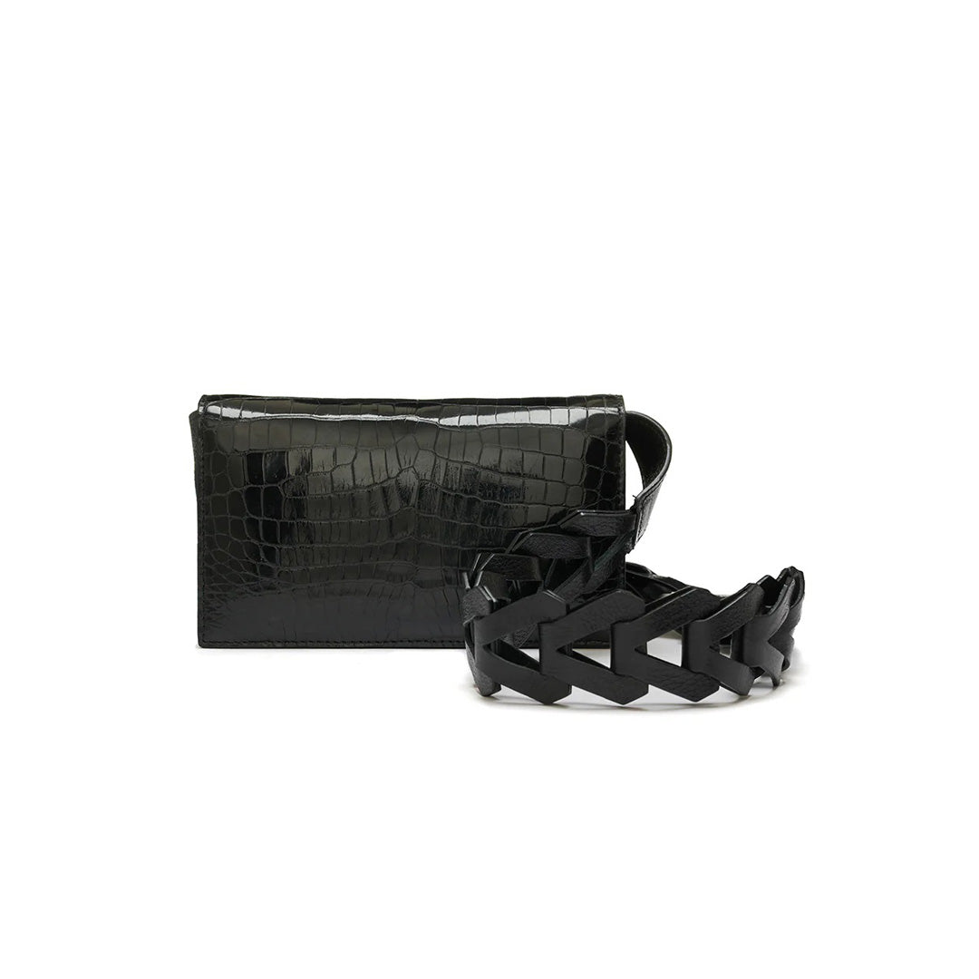 Black Georgia Crocodile Leather Clutch Bag Bellabags Bellabags