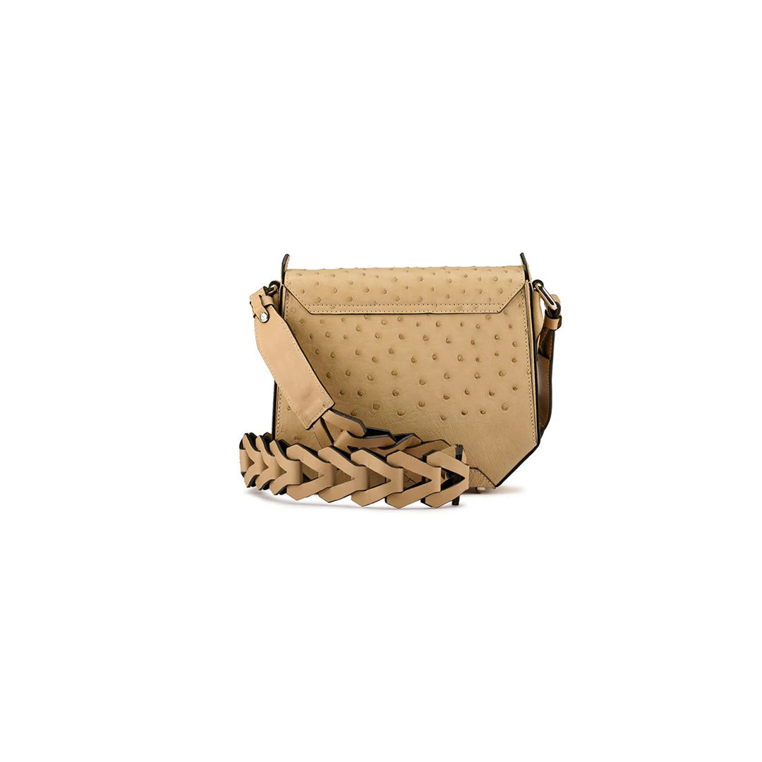 Beige Lia Ostrich Leather Shoulder Bag Bellabags Bellabags