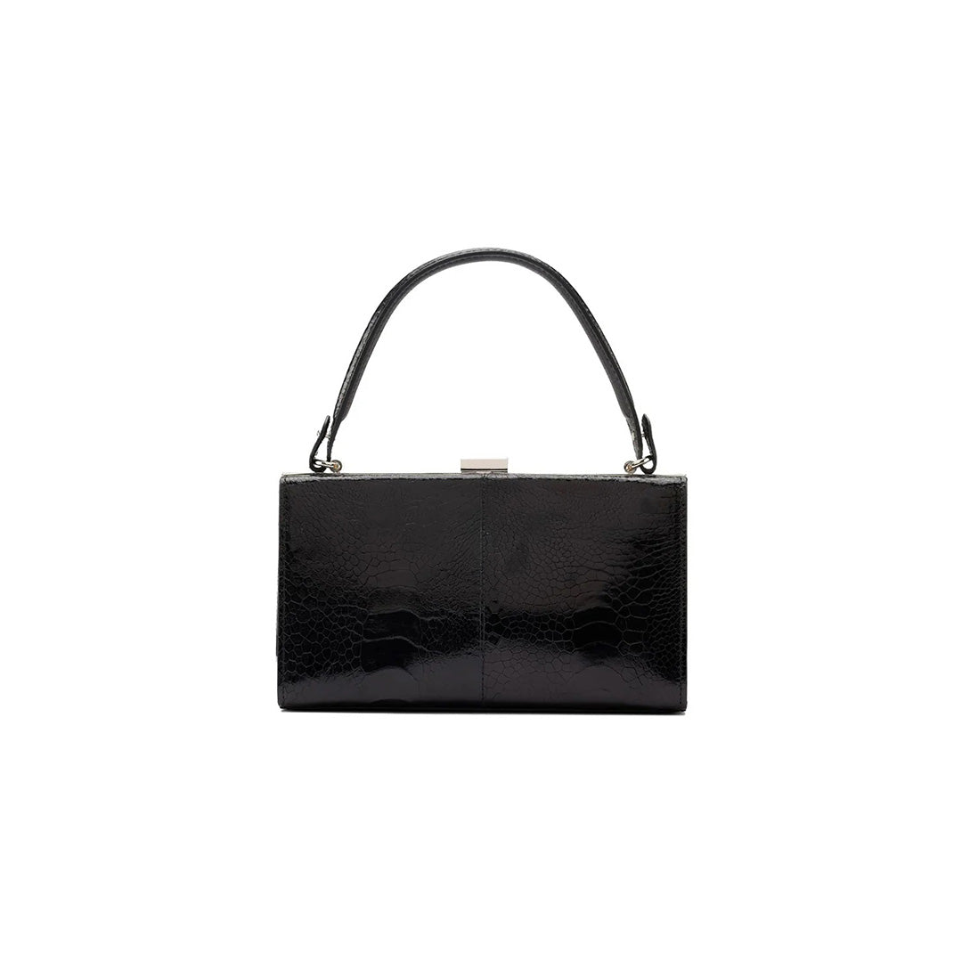 Black Libby Ostrich Leather Evening Bag Bellabags Bellabags
