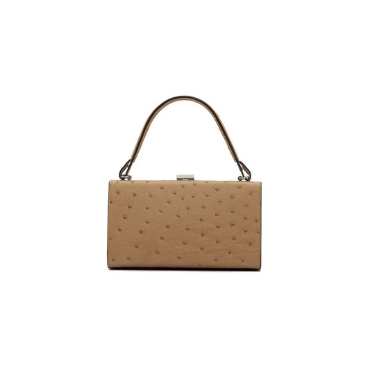 Beige Libby Ostrich Leather Evening Bag Bellabags Bellabags