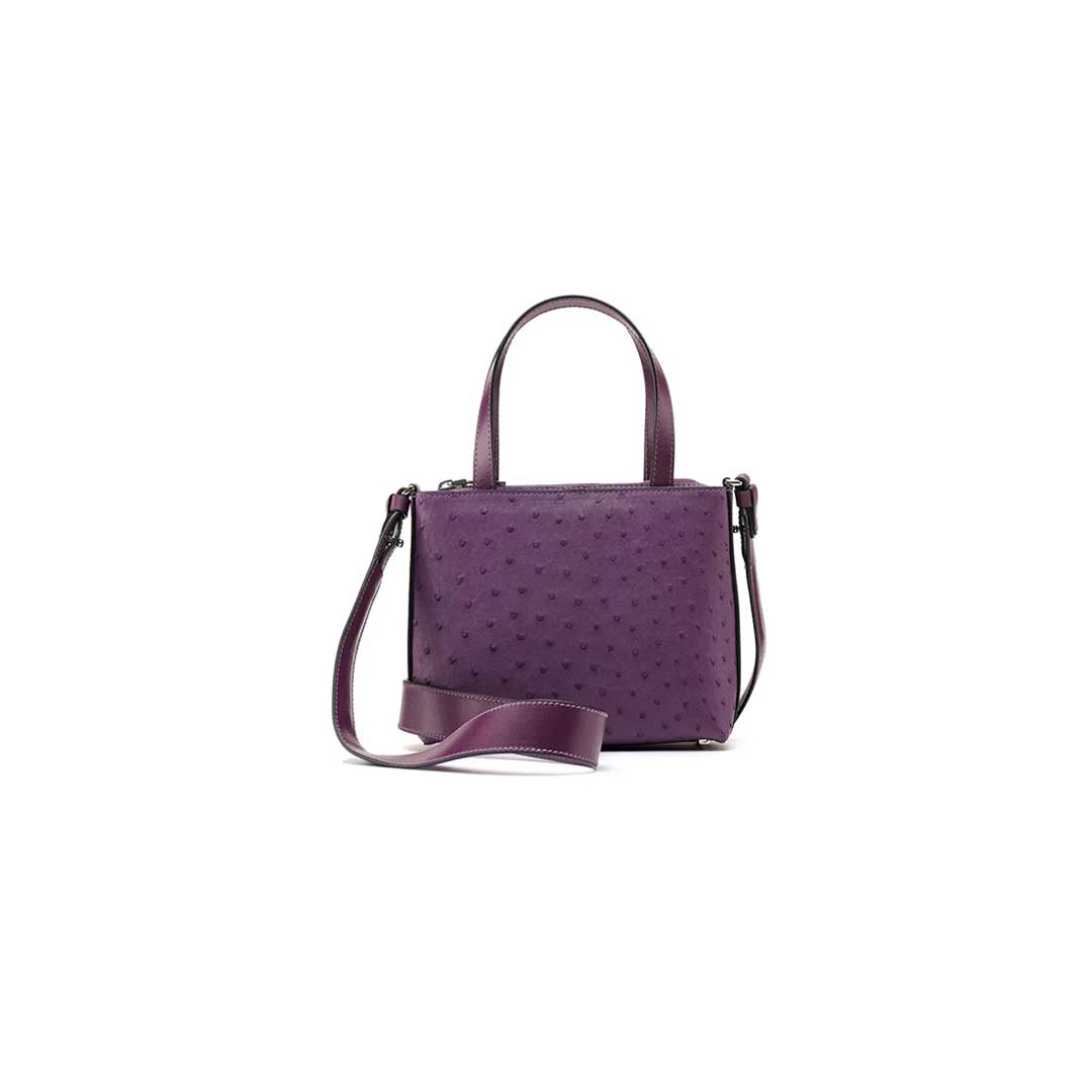 Purple Lily Ostrich Quill Leather Shoulder Bag Bellabags Bellabags