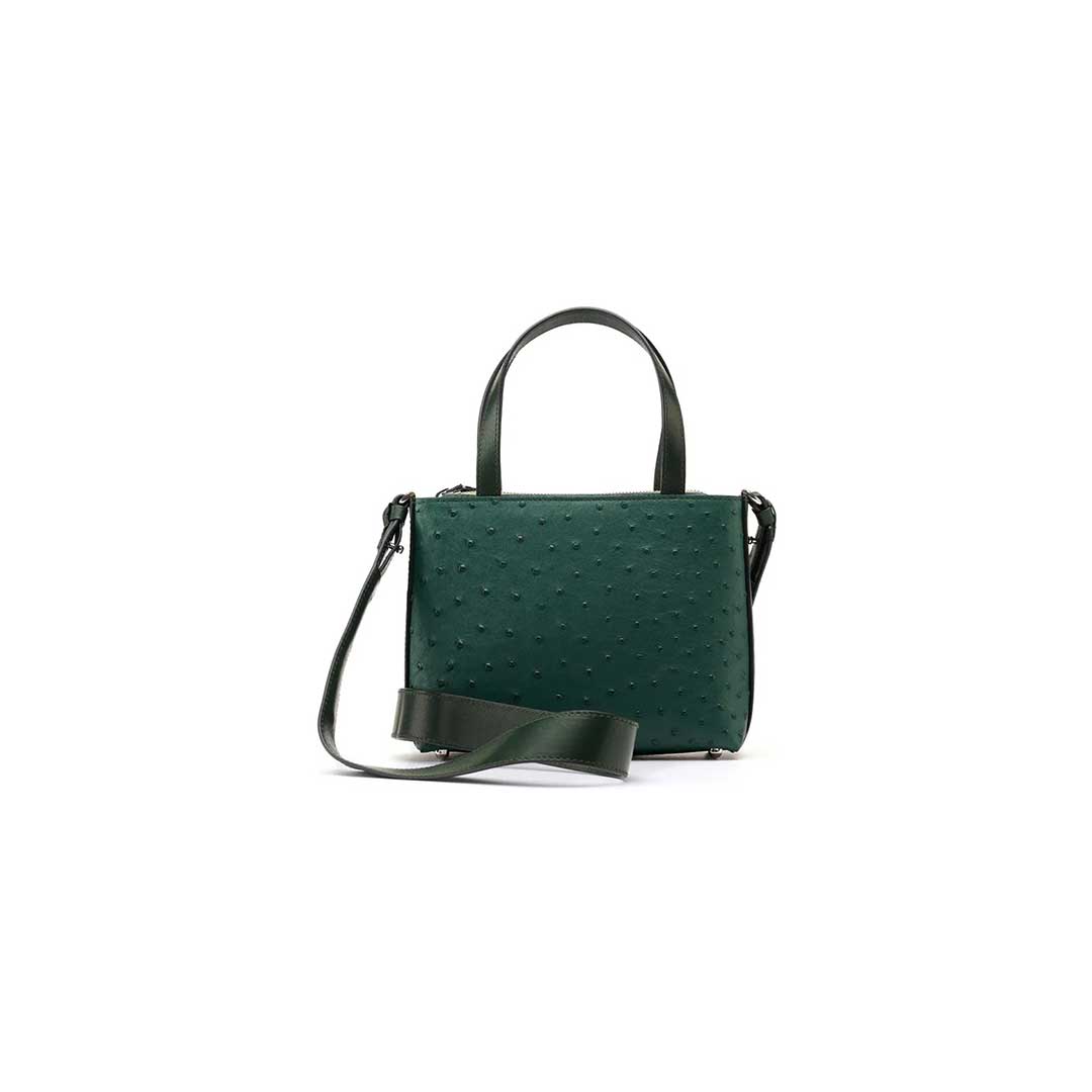 Green Lily Ostrich Leather Shoulder Bag Bellabags Bellabags