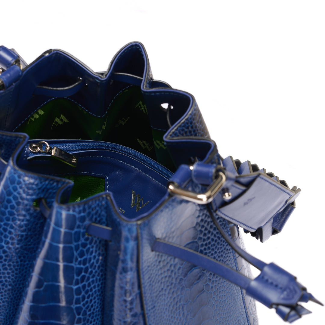 Blue Venus Ostrich Leather Bucket Bag Bellabags Bellabags