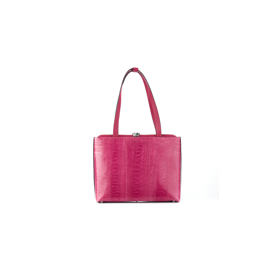 Pink Lilibet Ostrich Leather Tote Bag Bellabags Bellabags